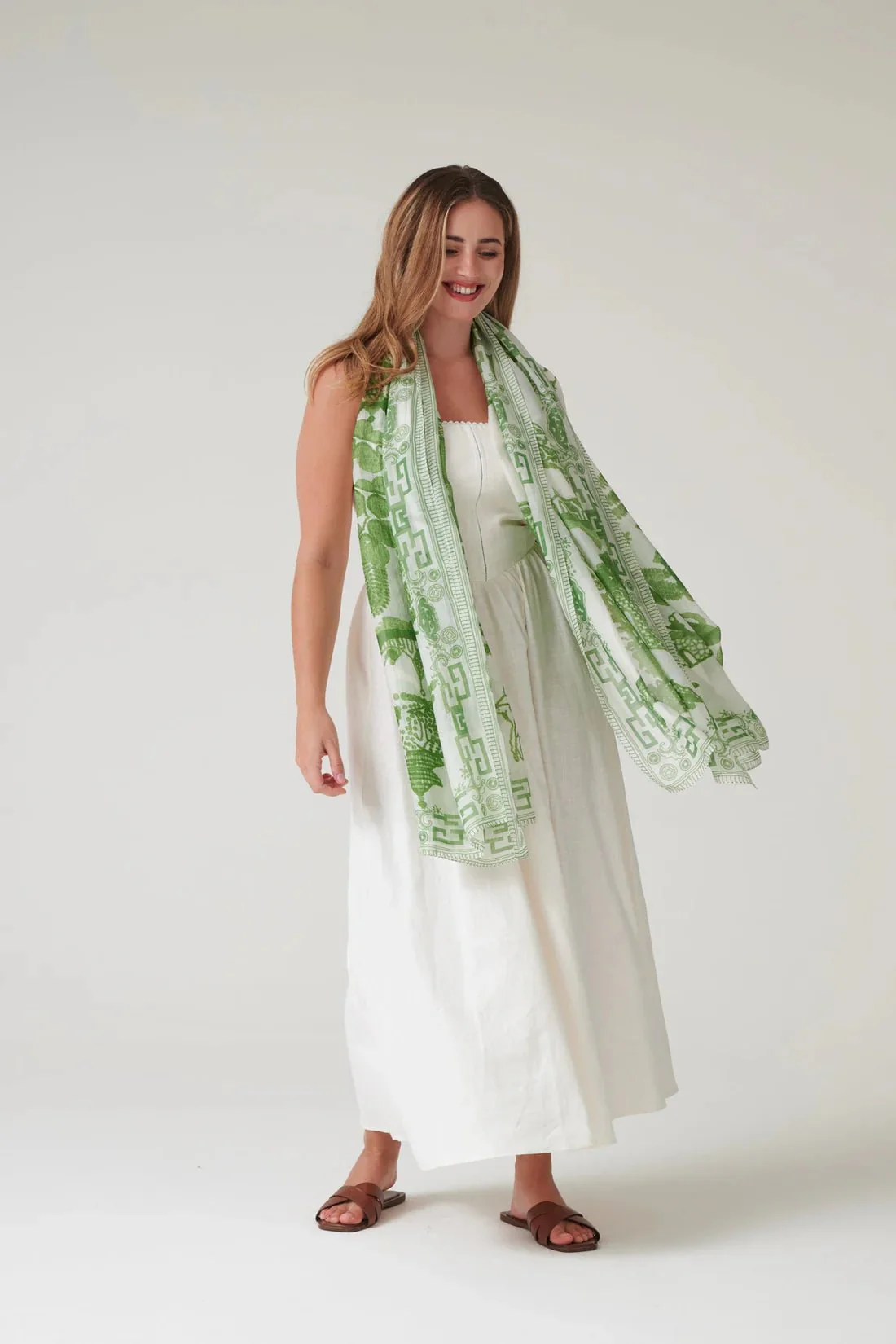 One Hundred Stars Giant Willow Green Scarf - Image 3