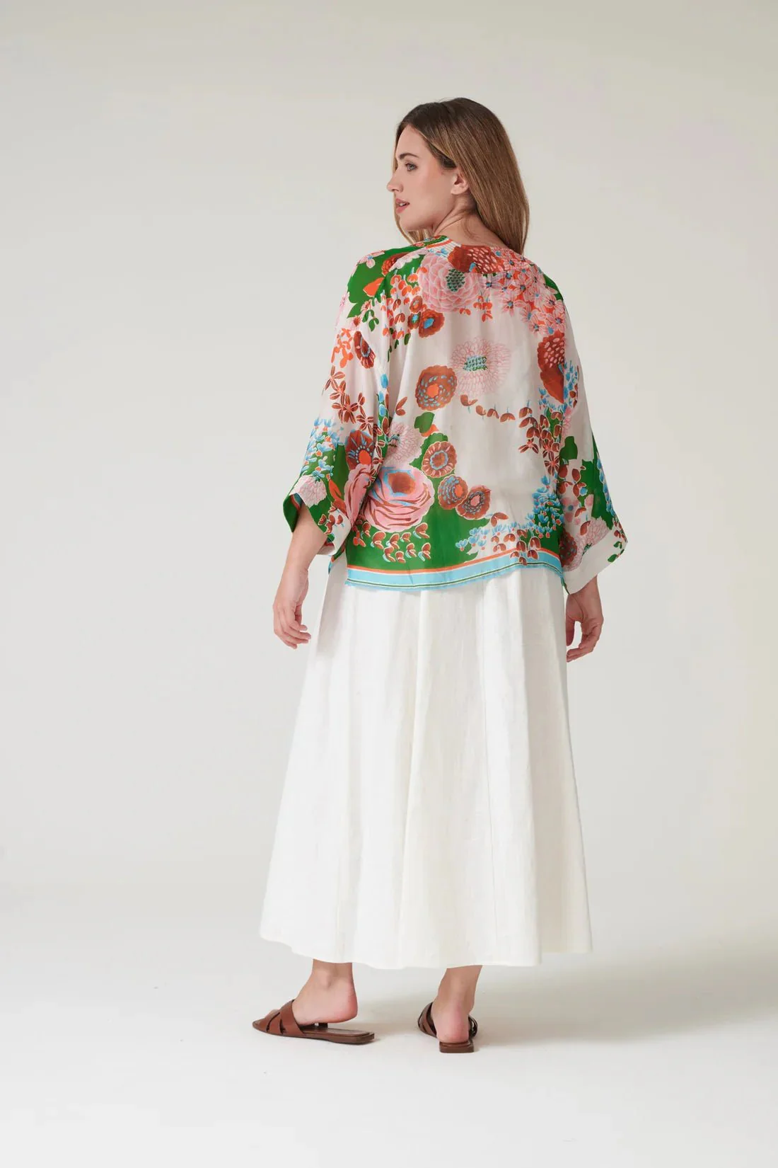 One Hundred Stars Kitsch Bouquet Green Kimono - Image 2