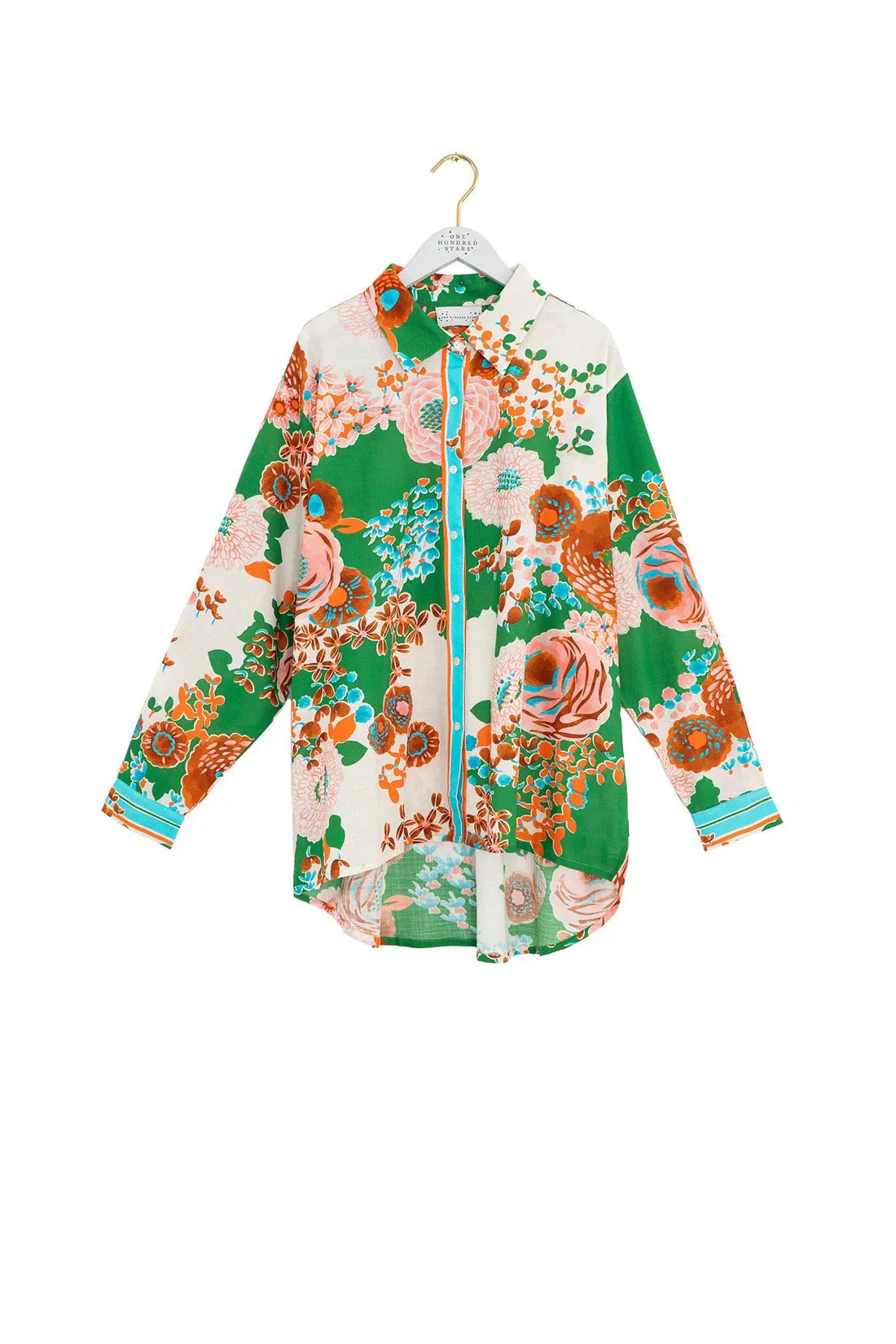 One Hundred Stars Kitsch Bouquet Green Oversized Shirt - Image 5