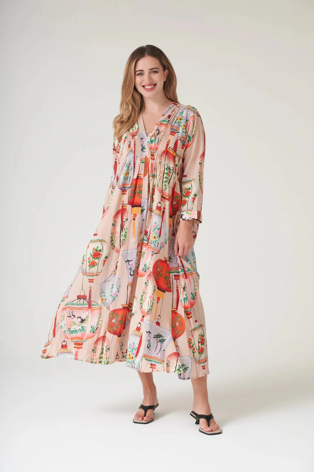 One Hundred Stars Lanterns Red Pinch Pleat Dress - Image 6