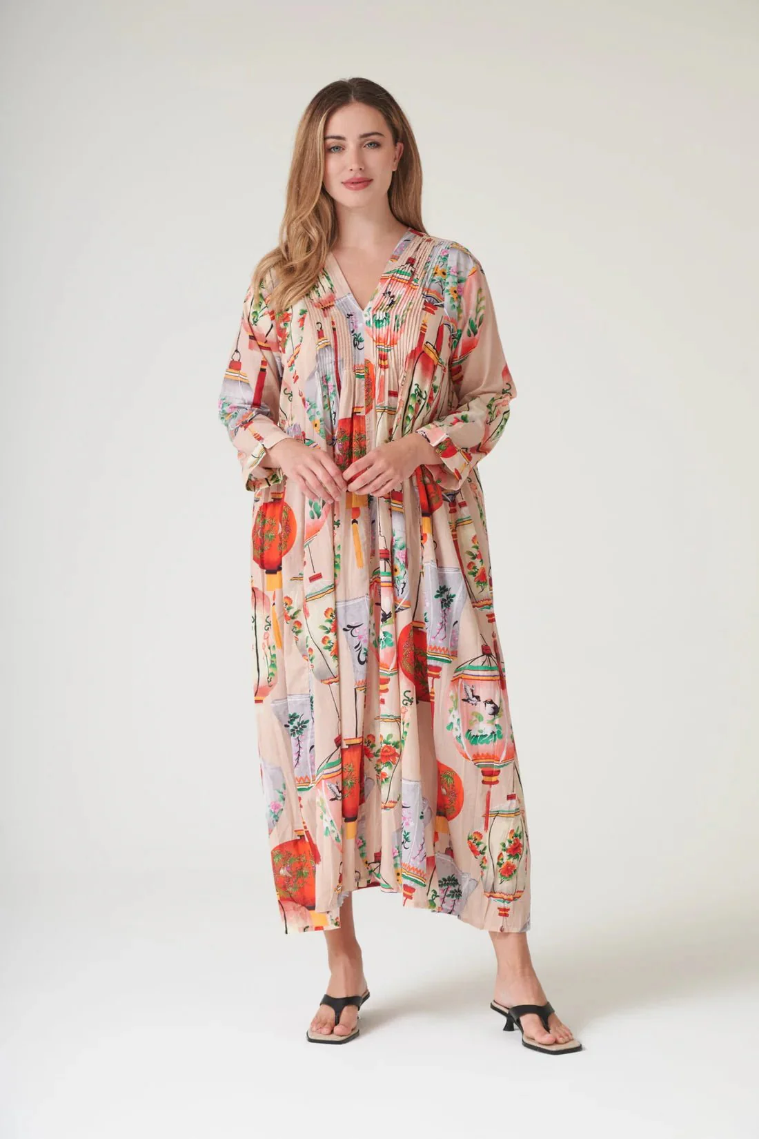 One Hundred Stars Lanterns Red Pinch Pleat Dress - Image 7