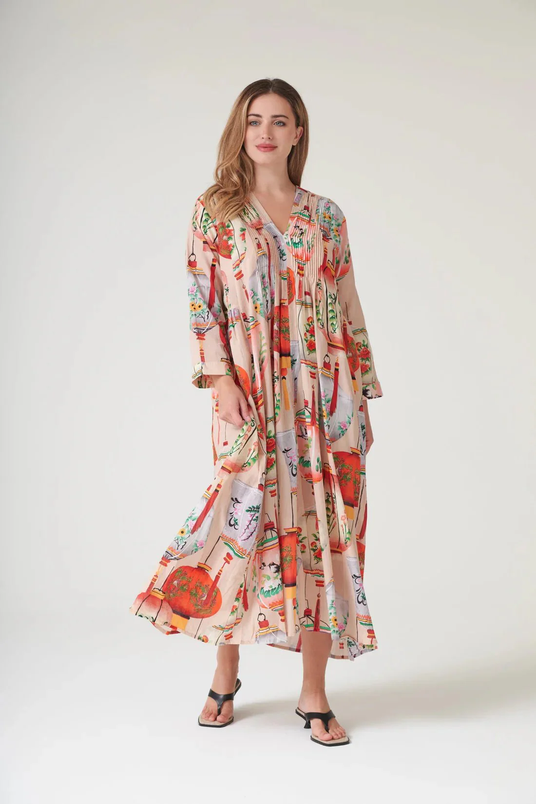 One Hundred Stars Lanterns Red Pinch Pleat Dress - Image 9