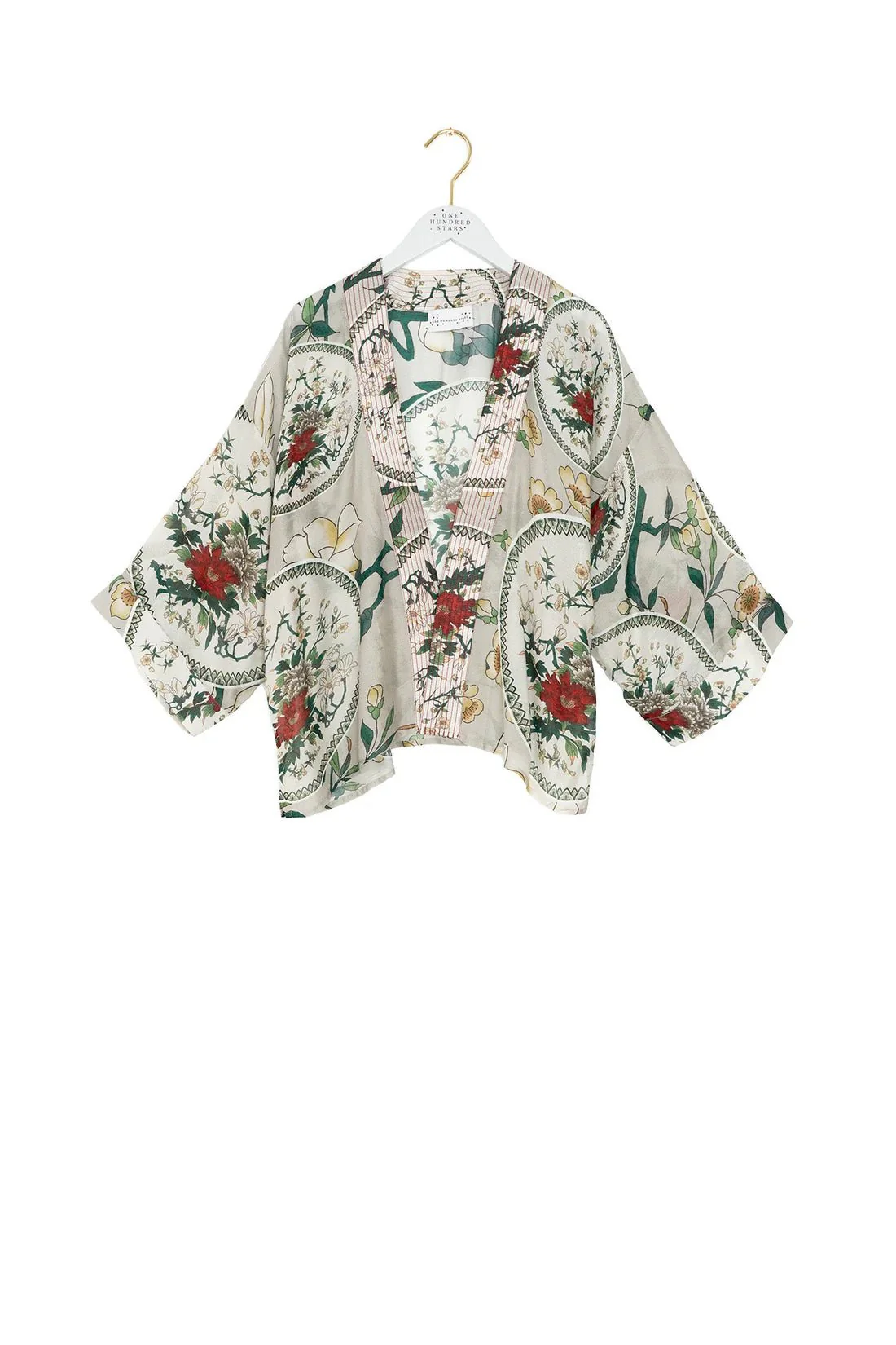 One Hundred Stars Magnolia Plates Putty Kimono - Image 10