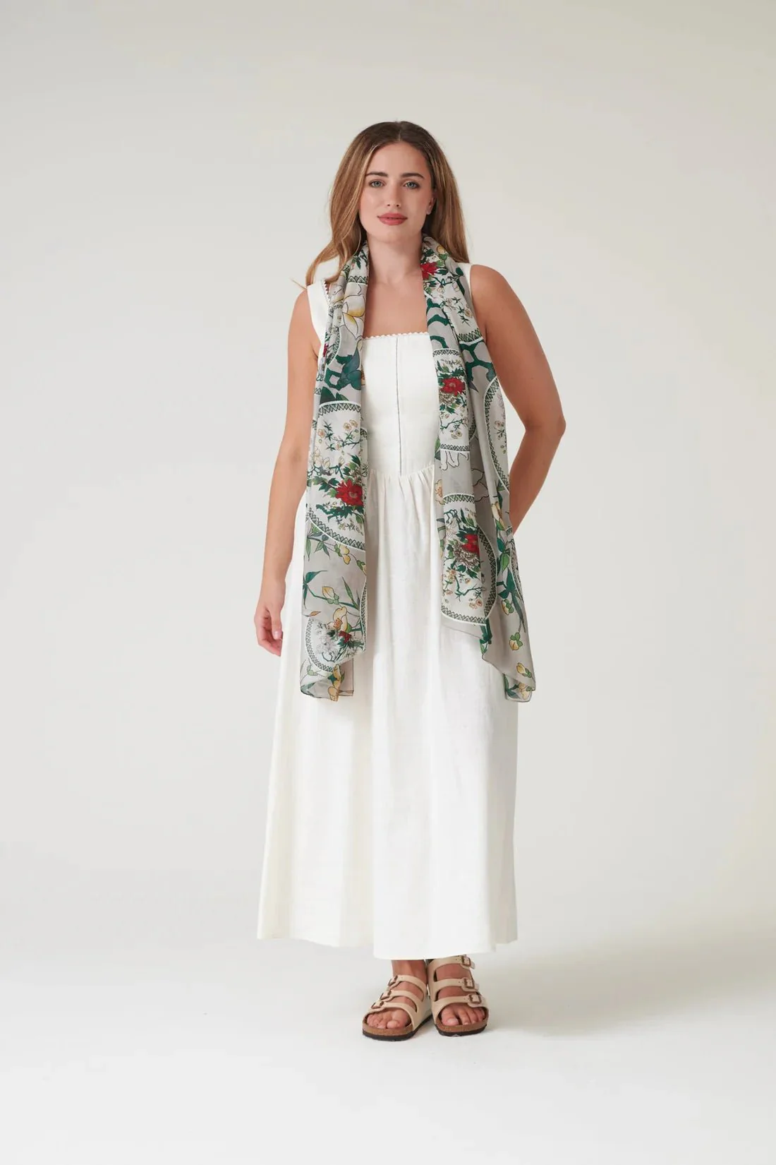 One Hundred Stars Magnolia Plates Putty Scarf - Image 2
