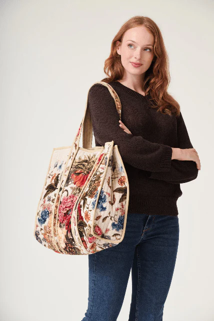 One Hundred Stars Primula Stone Velvet Tote Bag - Image 2