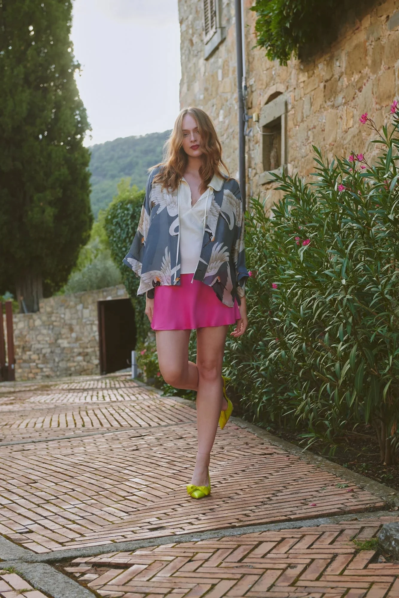 One Hundred Stars Stork Slate Grey Kimono - Image 3