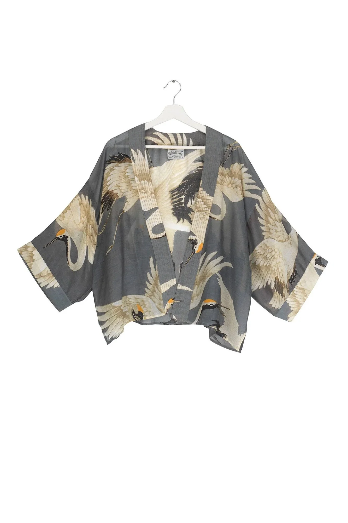 One Hundred Stars Stork Slate Grey Kimono - Image 4