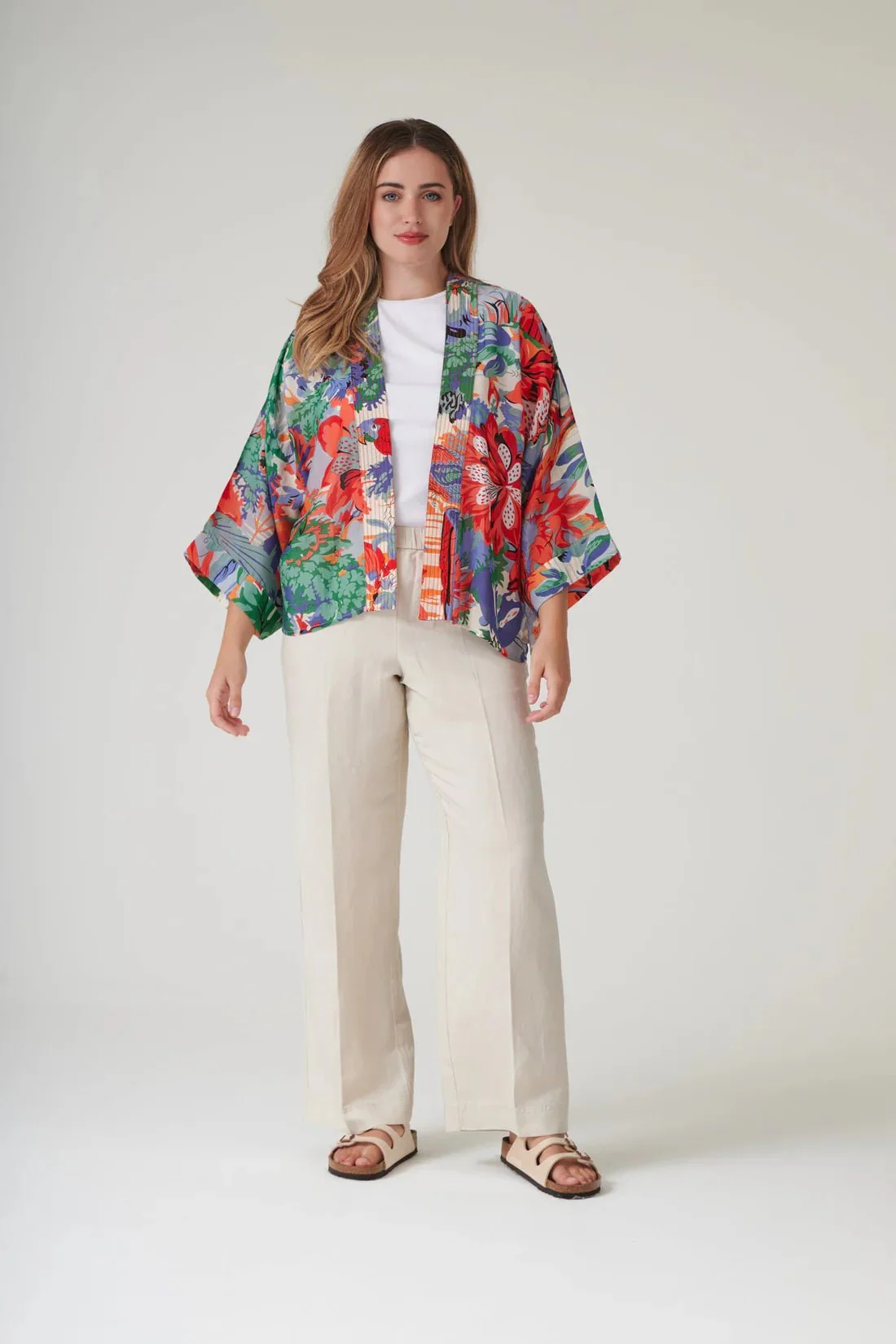 One Hundred Stars Tropicana Blue Kimono - Image 3