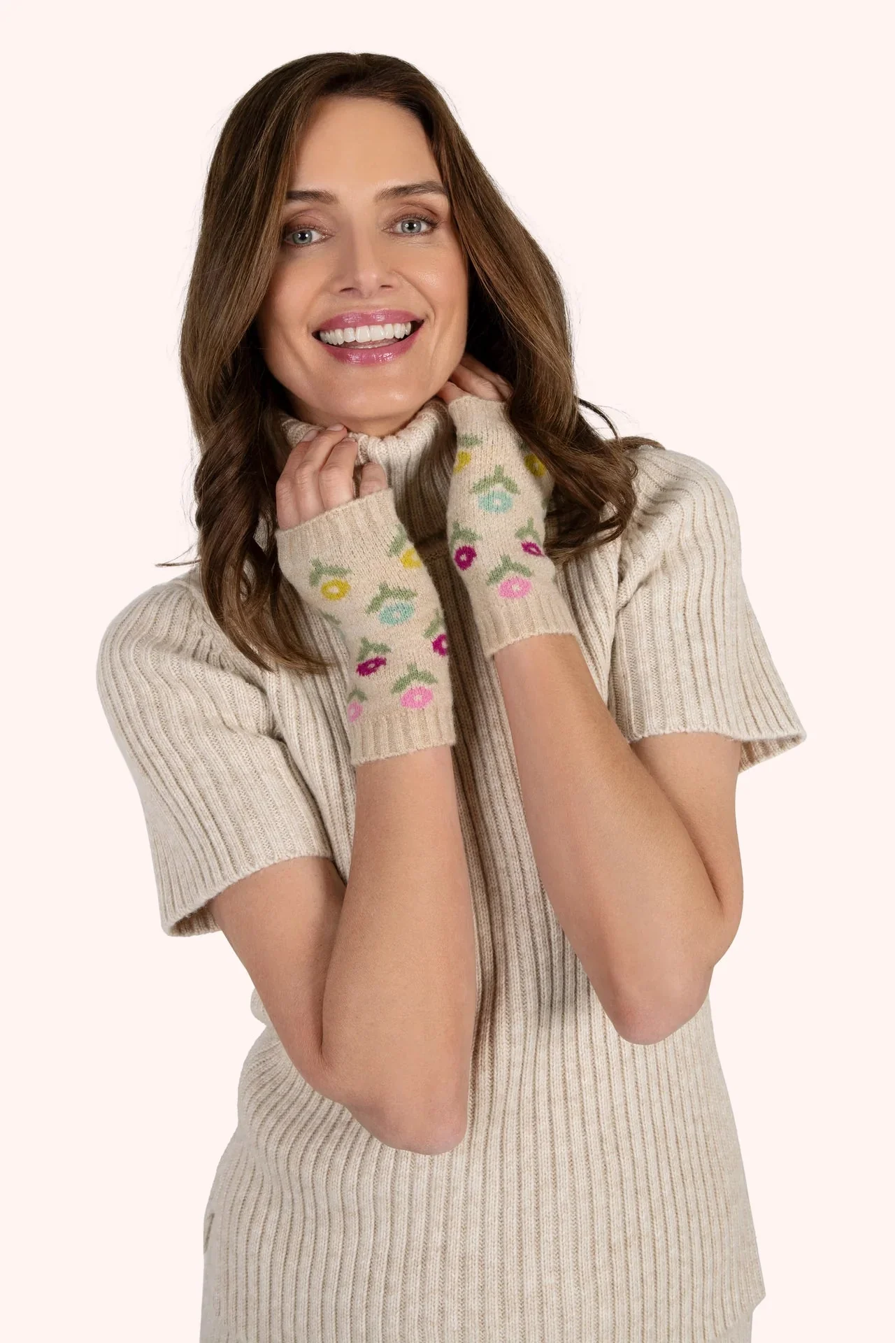 Powder Willow Ditsy Flower Wrist Warmers - Image 2