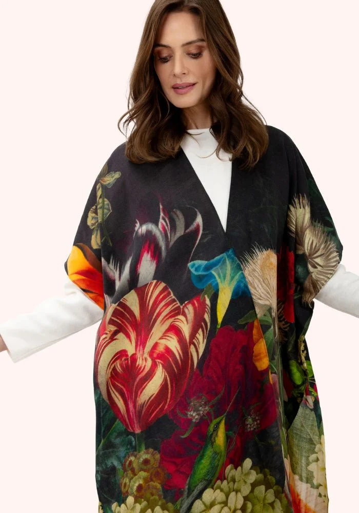 Powder Wool Wrap Around Opulant Florals Chocolate - Image 3