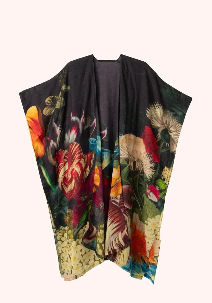 Powder Wool Wrap Around Opulant Florals Chocolate - Image 4
