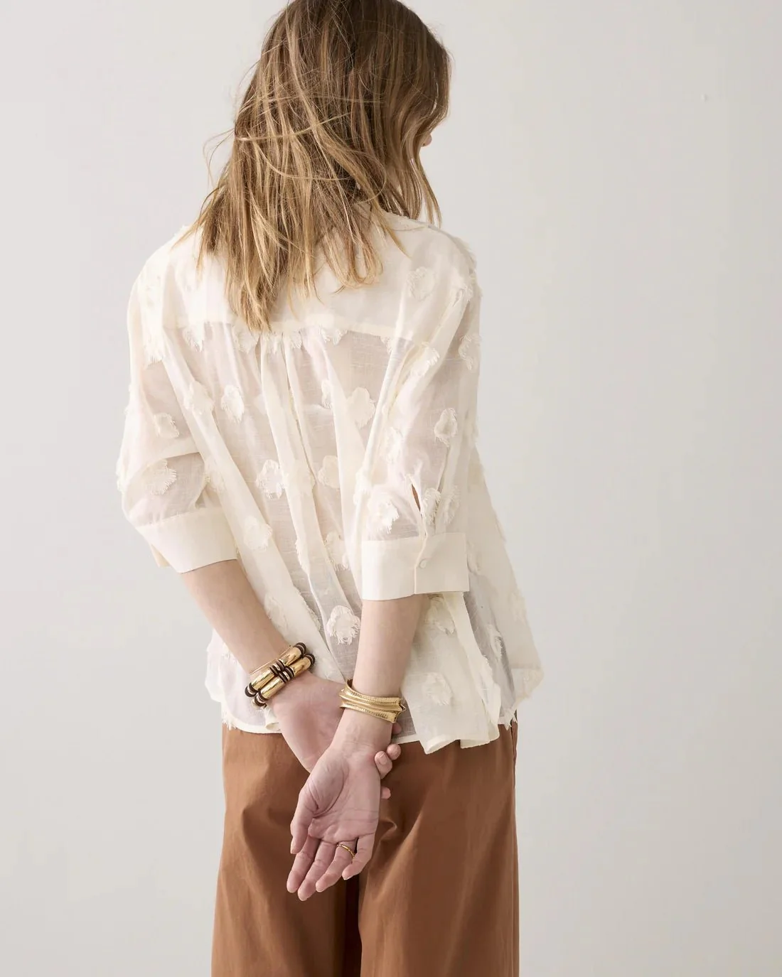 Summum Woman Short Sleeve 3D Blouse Ivory - Image 4
