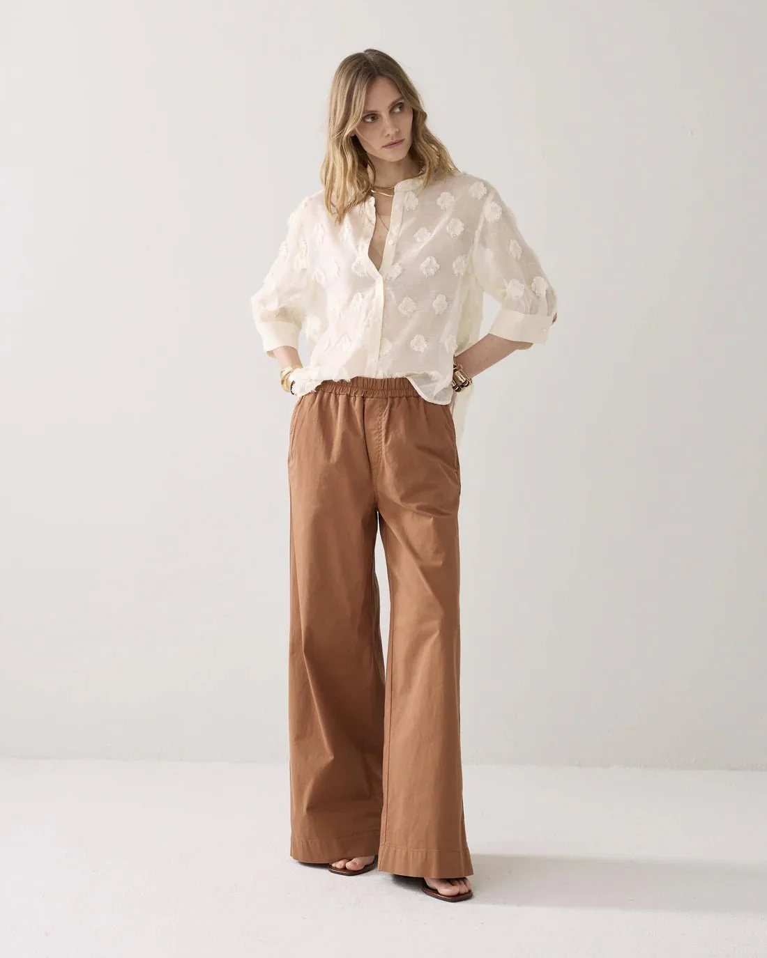 Summum Woman Soft Cotton Stretch Palazzo Trousers - Image 3