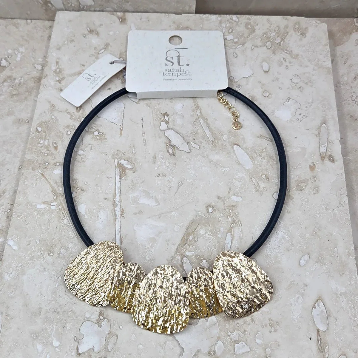 Tempest Designs Curved textured organic components necklace
