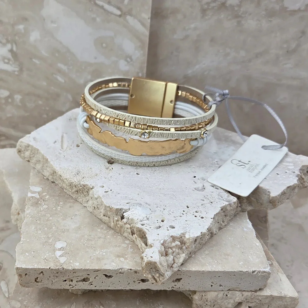 Tempest Designs Merged shapes component leather bracelet