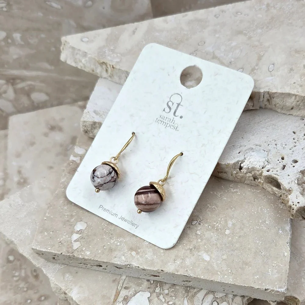 Tempest Designs Picture jasper bead earrings with soft detail