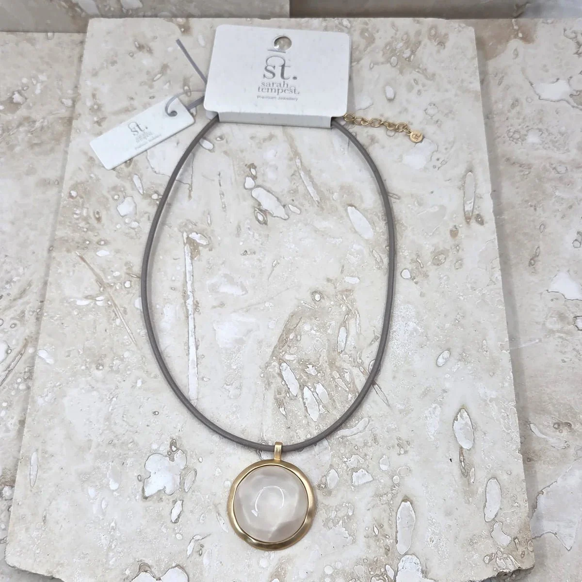 Tempest Designs Resin pendant on leather necklace
