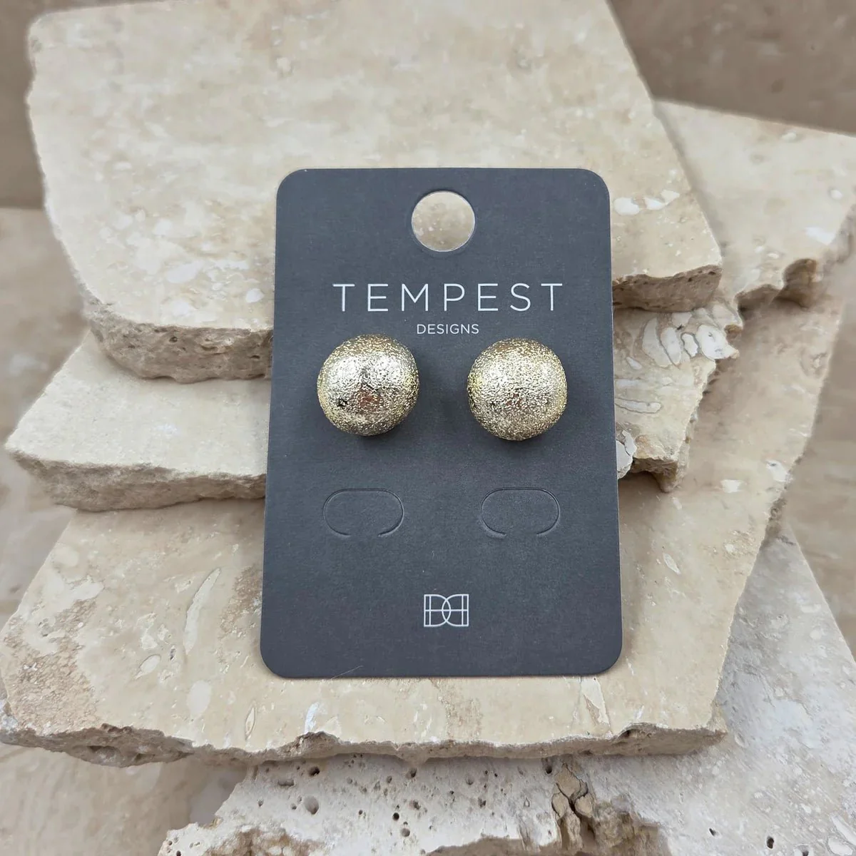 Tempest Designs Textured sparkle dome shaped earrings