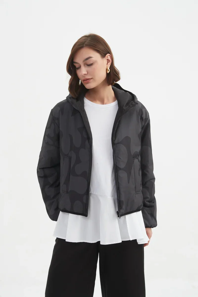 Tirelli Reversible Print Puffer Jacket Charcoal - Image 2