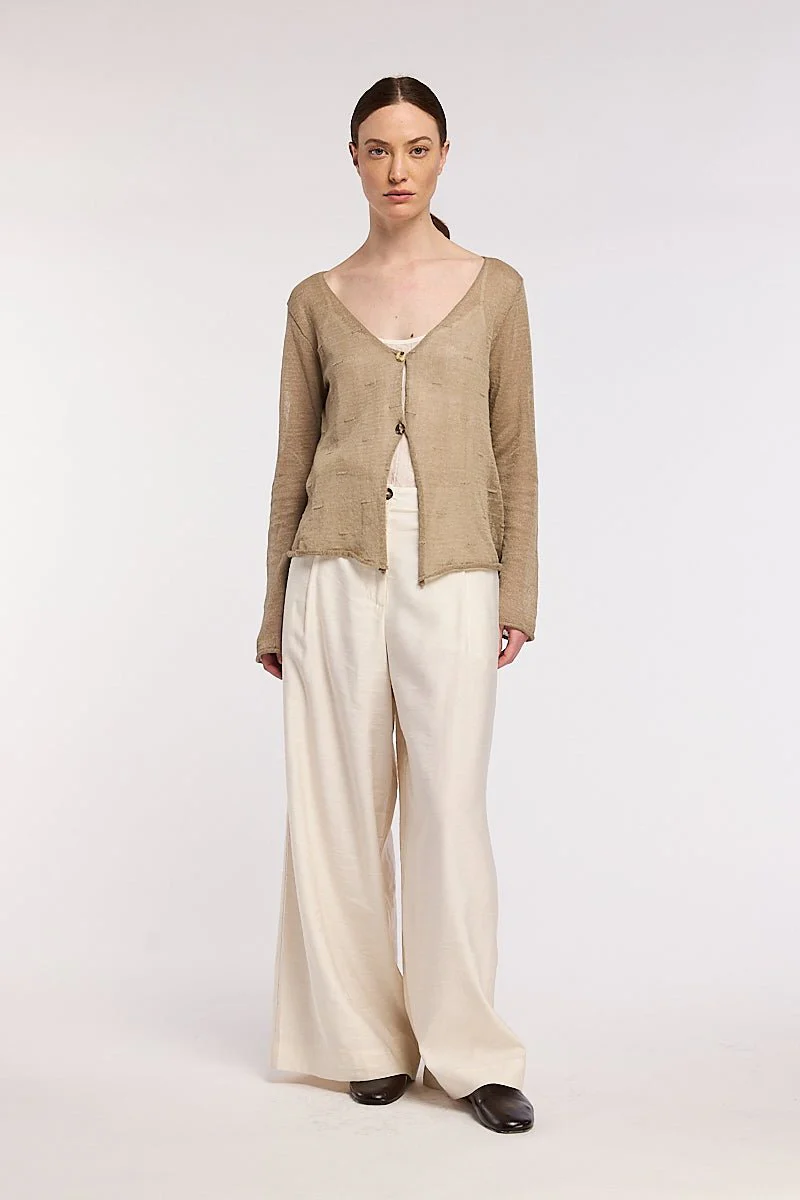 Neirami Top Button Cardigan Beige