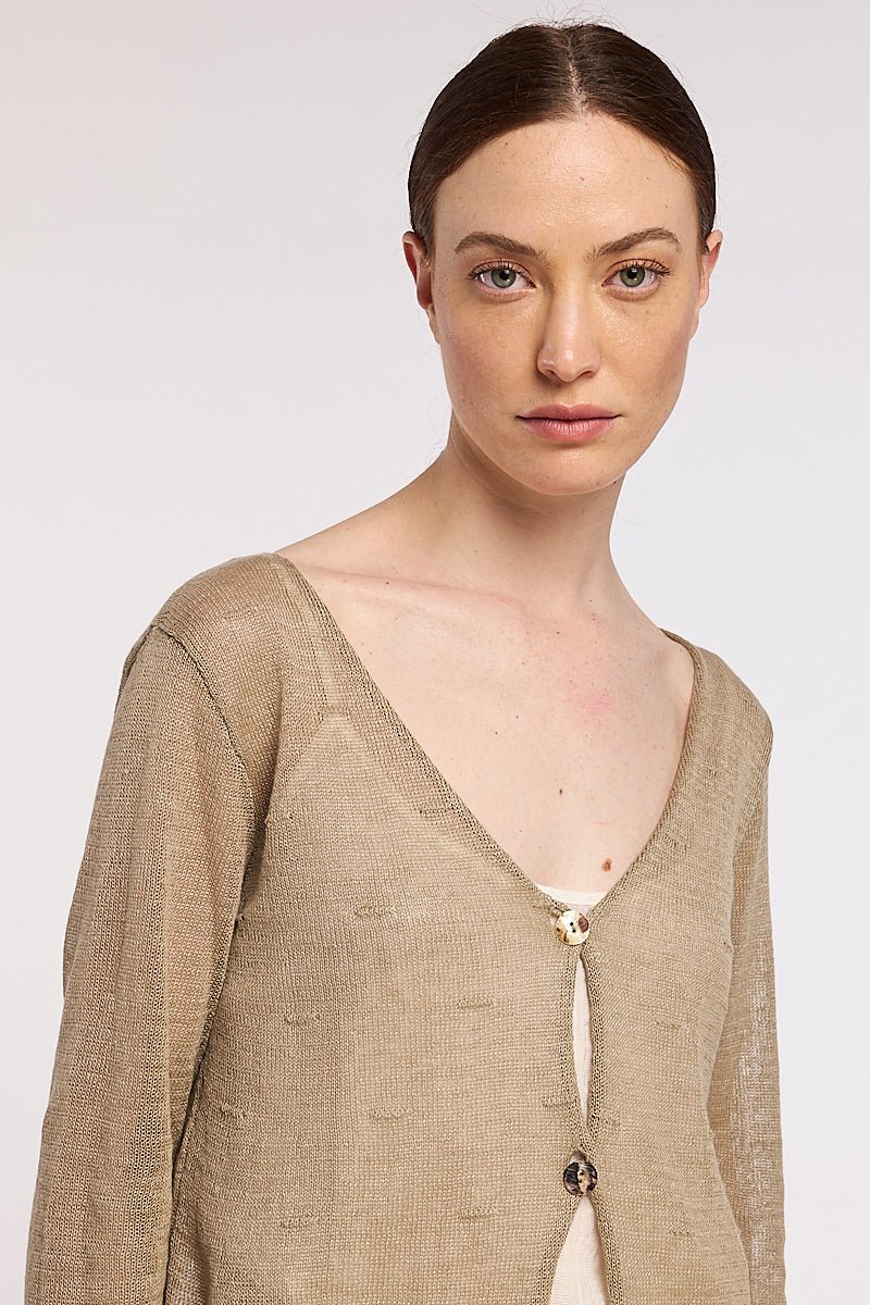 Neirami Top Button Cardigan Beige - Image 2