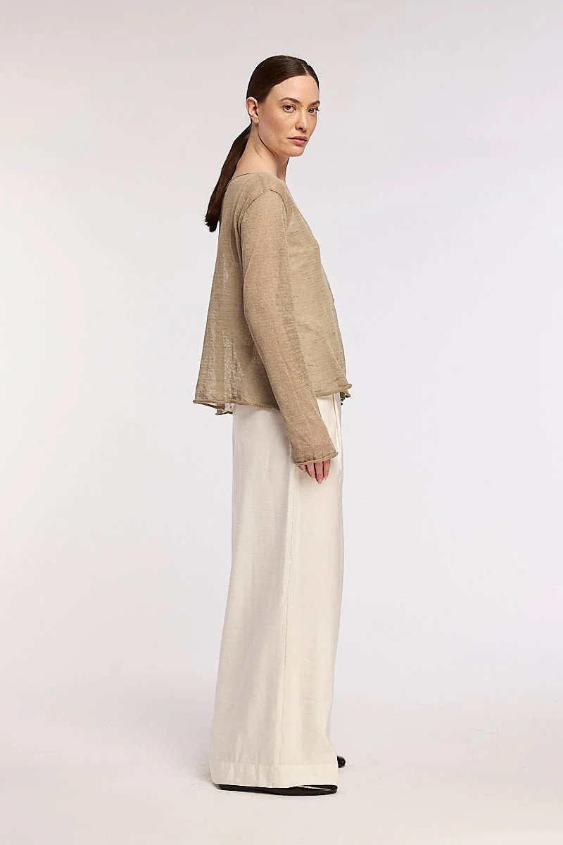 Neirami Top Button Cardigan Beige - Image 3