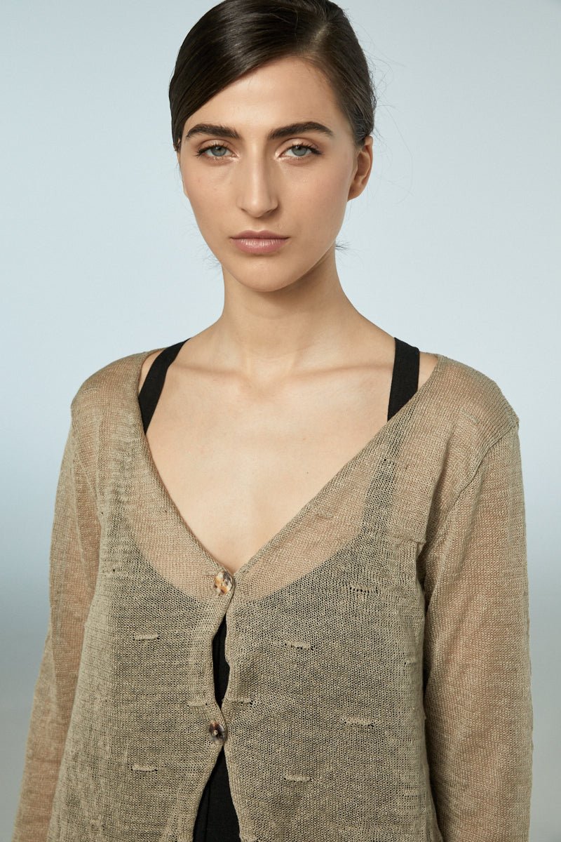Neirami Top Button Cardigan Beige - Image 7