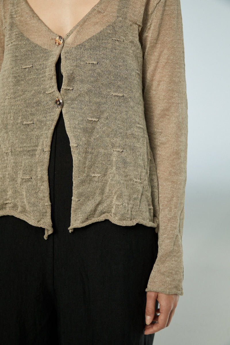 Neirami Top Button Cardigan Beige - Image 9