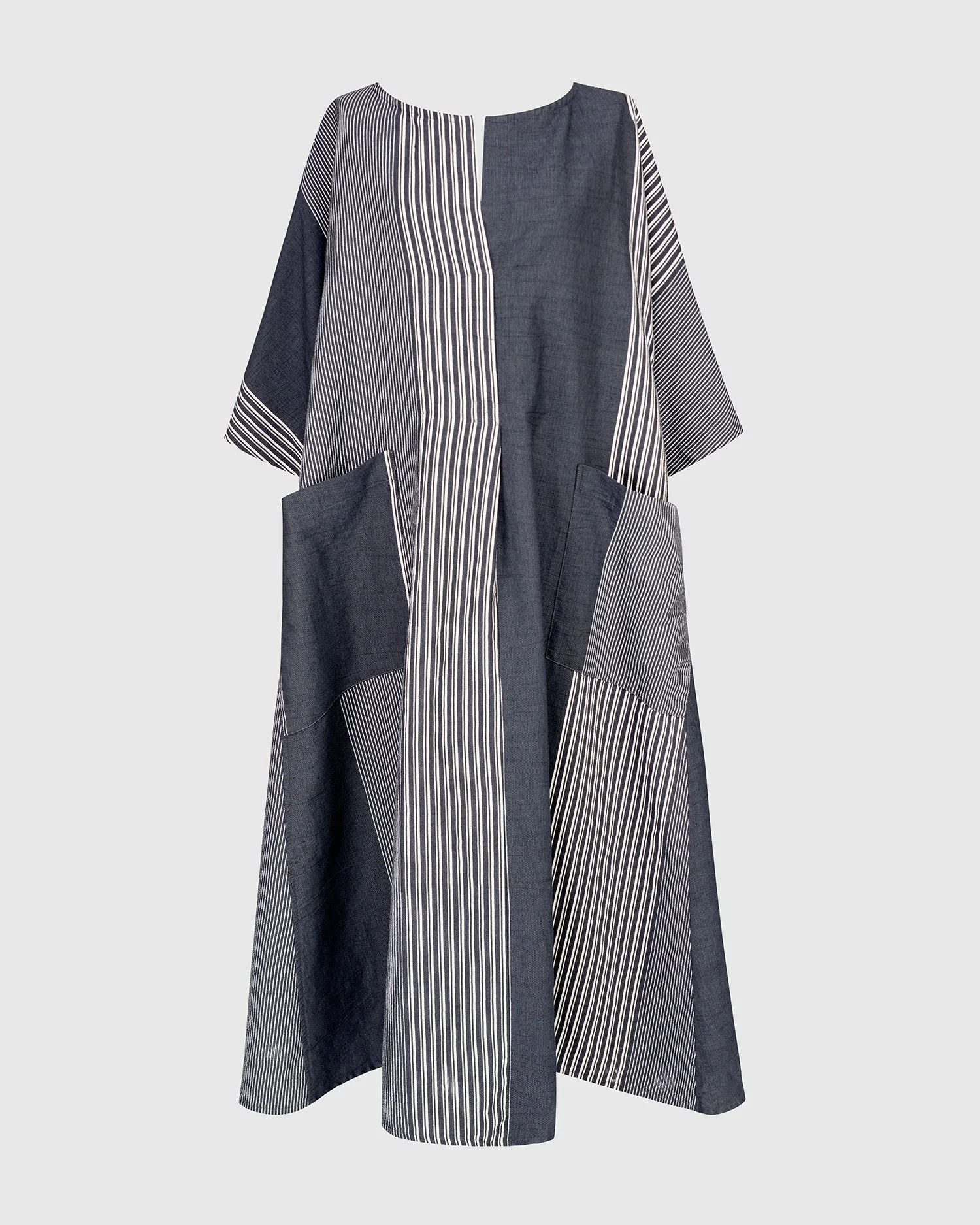 Urban Stripe Linen Mix Long Dress - Image 10
