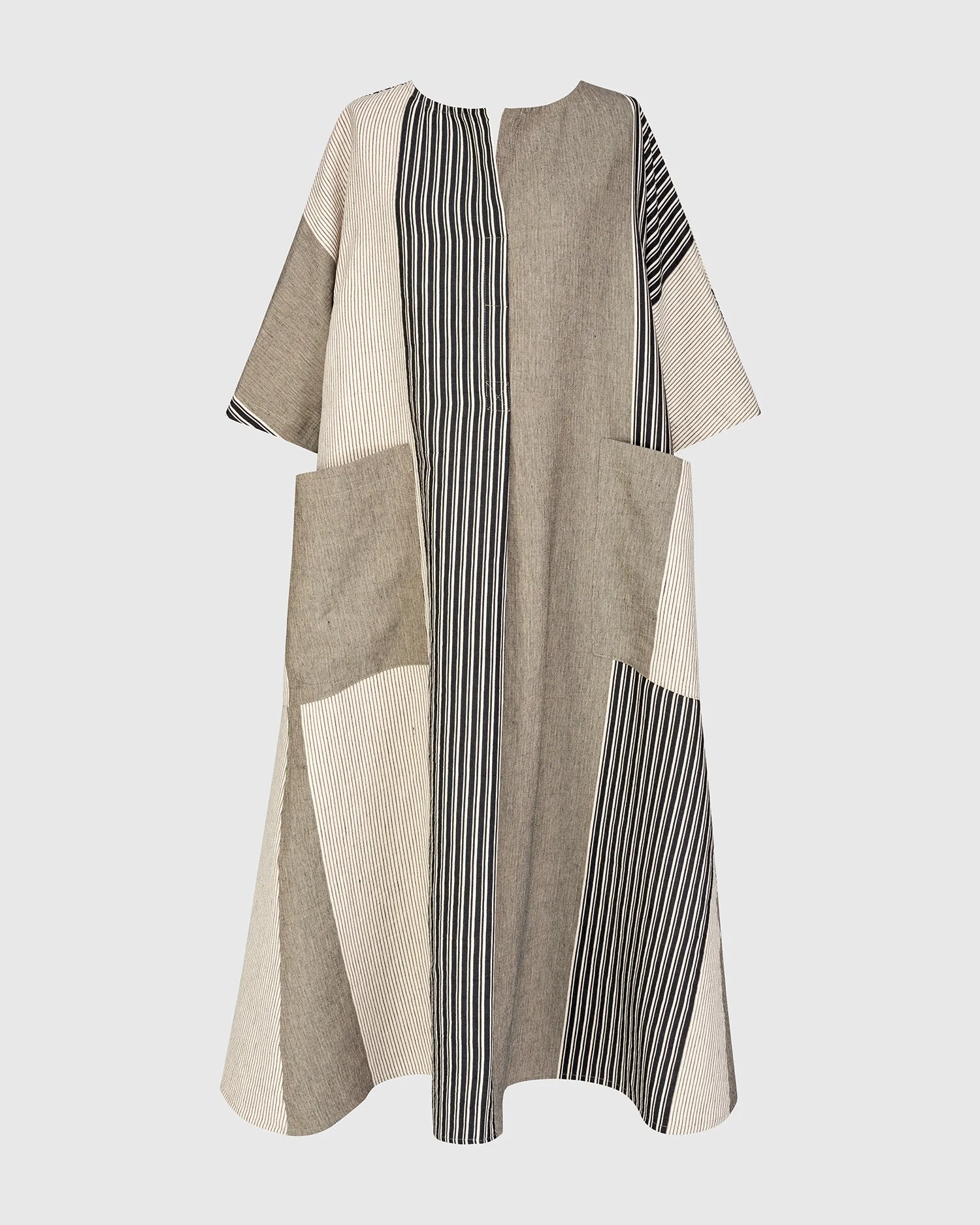 Urban Stripe Linen Mix Long Dress - Image 11