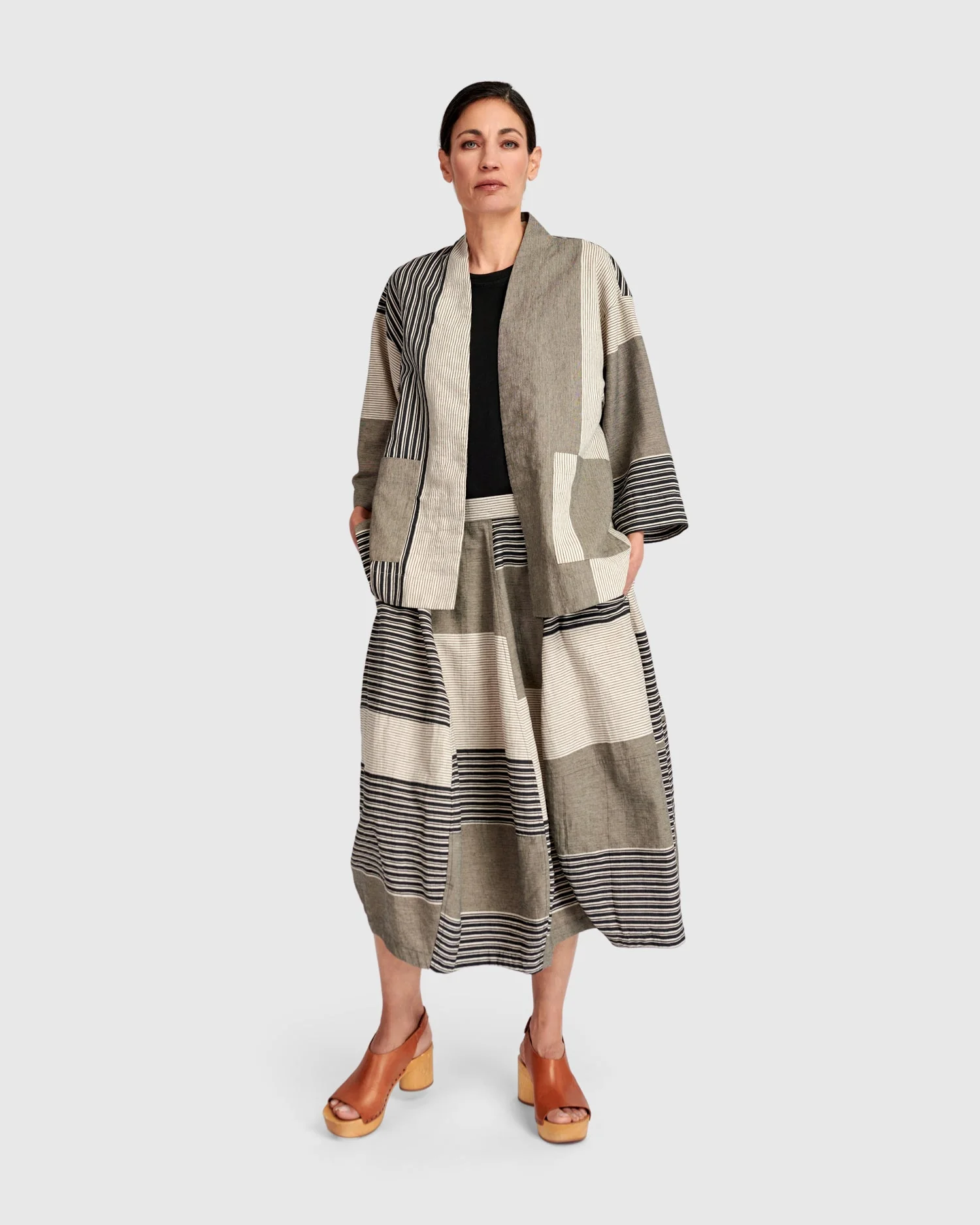 Urban Stripe Linen Mix Skirt - Image 3