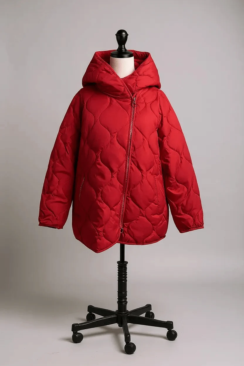 Vetono Hooded Quilted Jacket Red - Image 2